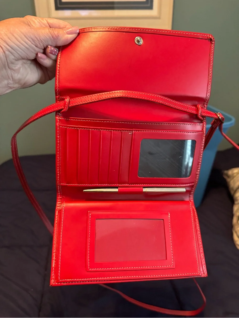 Dooney & Bourke Red Leather Crossbody Wallet